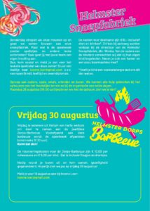 Flyer Kinderspeelweek 2024: Helmster Snoepfabriek & Dorpsbarbecue - Achterkant